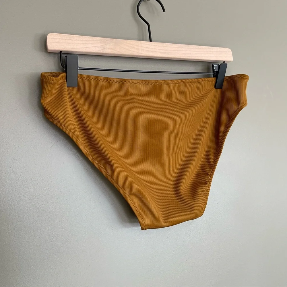 Madewell Second Wave‎ Ribbed Hipster Bikini Bottom Women XL Burnished Amber NWT